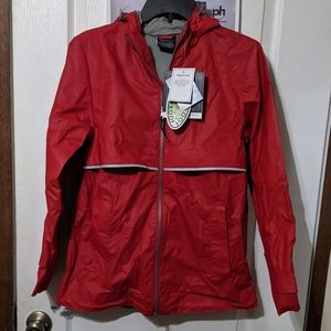 Charles River Apparel Red Gray Reflective New Englander Rain Jacket Xs